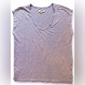 Madewell U-Neck Linen Blend T-shirt - lavender and olive yellow, XS